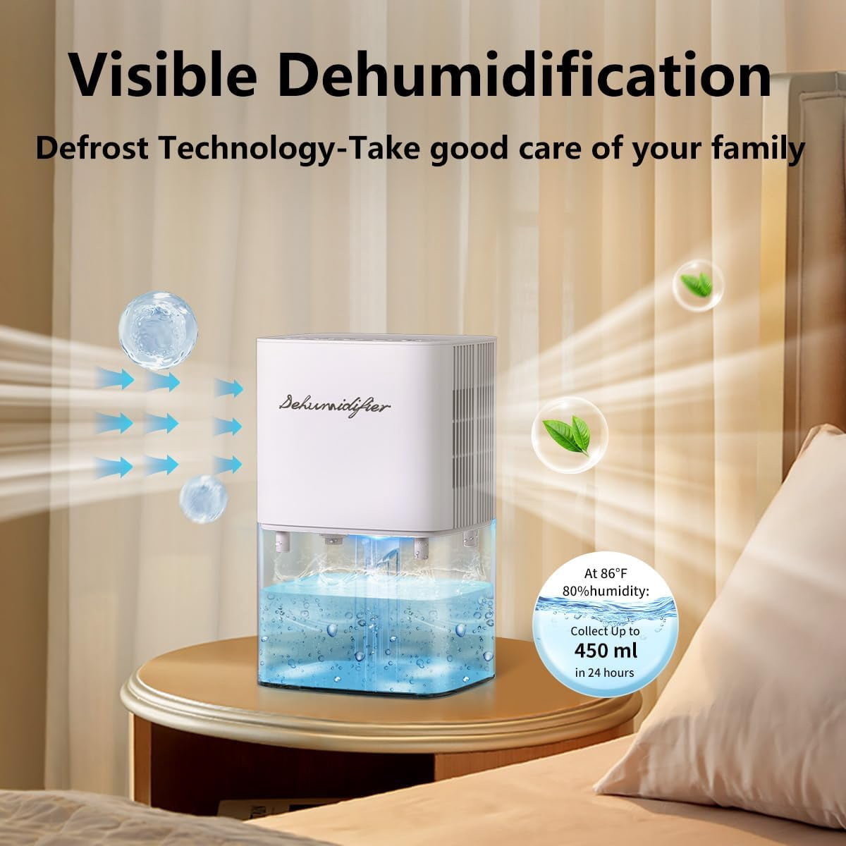 Dehumidifier 1800ML 63OZ Small for Home 230 Ft² Safety Dehumidifiers Adjustable 10 Color Lights 5 Timers 3 Setting Modes Auto Shut Off Protection Low Noise For Bedroom Bathroom
