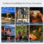 Brightech Ambience Pro Solar Black 27 ft Hanging LED Outdoor String Lights, 2 Watt, S14 Light Bulbs, 3000K