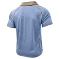thumbnail image 3 of Men's Collared Polo Shirt Short Sleeve Contrast Trim & Pocket Casual T-Shirt Stylish & Breathable For Spring And Summer Daily Wear Tops,Light Blue,XXL, 3 of 5