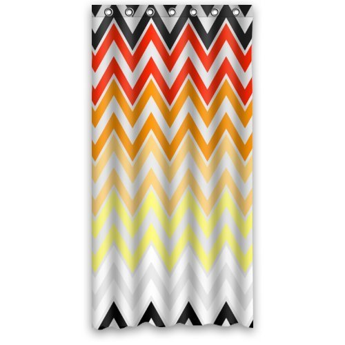 ABPHQTO Negro Rojo ¡ Cortina de ducha negra en zigzag Chevron Cortina de ducha impermeable 90x180 cm