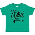 thumbnail image 3 of Inktastic I Put a Spell on Oma and Opa Witch Hat and Broom Boys or Girls Baby T-Shirt, 3 of 5