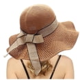 thumbnail image 3 of XINPING Women's Elegant Crochet Straw Hat Packable Bow Tie Wide Brim Cap Foldable Summer UV Protection Beach Hats with Lace Band and Flower, 3 of 6