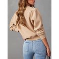 thumbnail image 3 of Arvbitana Women's Loose Fleece Sweatshirt Solid Color Long Sleeve Lightweight Pullovers Fall Winter Casual Tops Streetwear, 3 of 7
