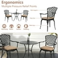 thumbnail image 5 of Homefun 3-Piece Cast Aluminum Bistro Set - All-Weather Outdoor Table & 2 Chairs w/Umbrella Hole, Rust-Proof Patio Furniture for Garden/Backyard with Cushion, 5 of 8