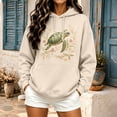 thumbnail image 2 of Womens Sea Turtle Print Hoodies Long Sleeve Hooded Sweatshirt Fall Casual Pullover, 2 of 5