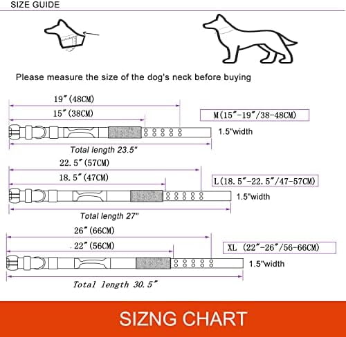 Reflective Dog Collar Heavy Duty Tactical with Control Handle and Metal Buckle for Dog Training(L,Orange)