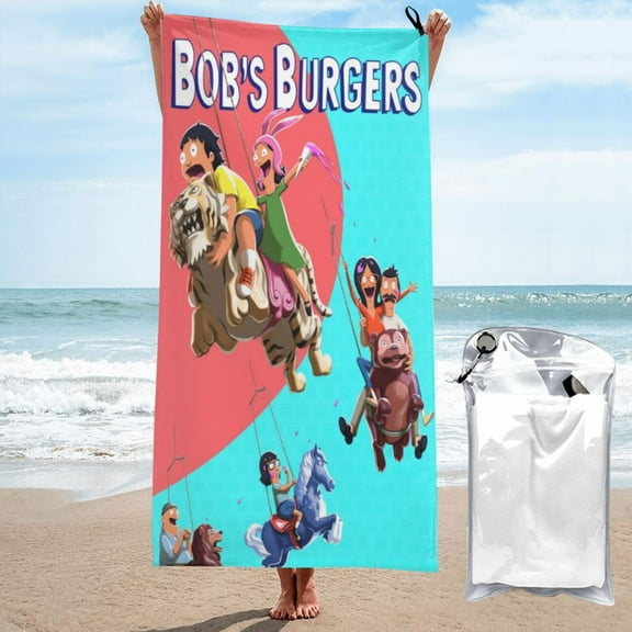 Bob'S Burgers Beach Towel Absorbent Quick Dry Towels For Travel, Lightweight Soft Microfiber For Cartoon Fans 27.5"X55"