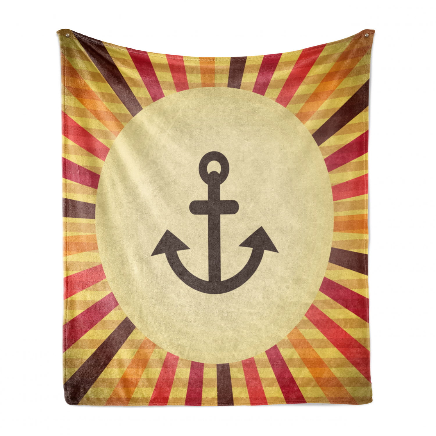 Vintage Pop Art Sailing Anchor on Colorful Background Security Safety Cozy Plush for Indoor and Outdoor Use Ambesonne Anchor Soft Flannel Fleece Throw Blanket 60 x 80 Cream Red Orange 