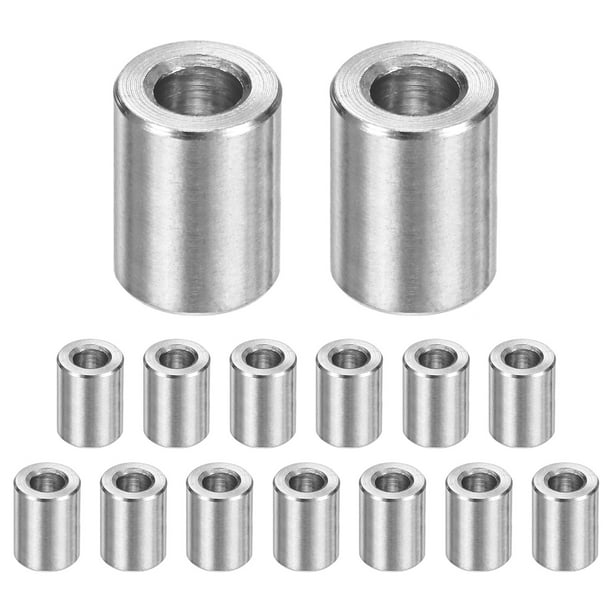 Uxcell 15PCS M4 Espaciadores de Acero Inoxidable 304 4mm ID x 8mm OD x 10mm L Espaciador Metálico Redondo para Tornillos
