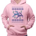 thumbnail image 2 of Reindeer Christmas Cross Stitch Hoodie Sweatshirt Unisex Medium Pink, 2 of 5