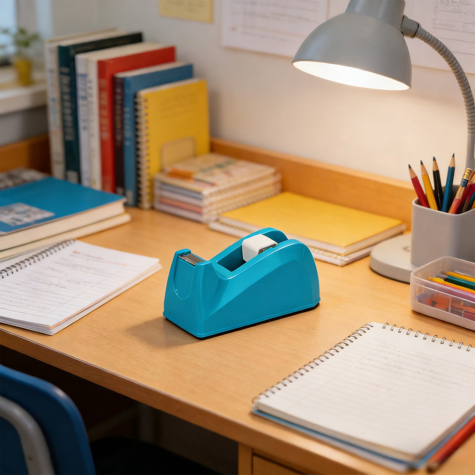 COM1950s Tape Dispenser for Office Desk, Adhesive Tape Holder with Non-Slip Base, Smooth Rolling Cutter for Wrapping, Craft, and Home Use