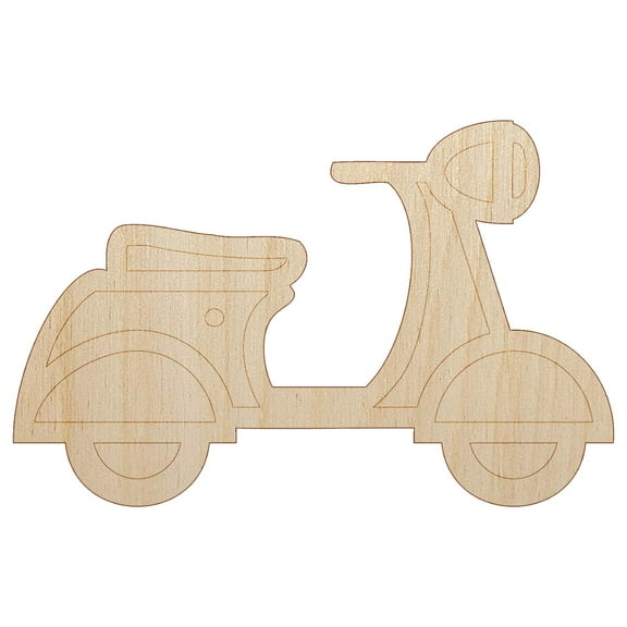 Moped Scooter Motor Vehicle Wood Shape Unfinished Piece Cutout Craft DIY Projects - 4.70 Inch Size - 1/8 Inch Thick