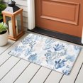 thumbnail image 5 of Blue Coral Area&nbsp;Rug 2x3ft Summer Watercolor Retro Seagrass Hand Painted Style Non-Slip&nbsp;Washable Square&nbsp;Rugs Soft Felt Indoor Floor Mat for Bedroom Kitchen Living Room Bathroom, 5 of 9