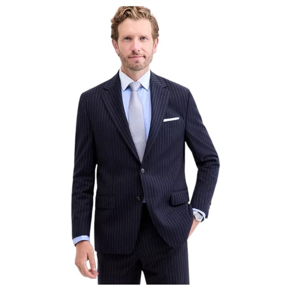 Michael Kors Mens Classic fit Sport Coat Blazer 46 L Navy Blue Striped Wool