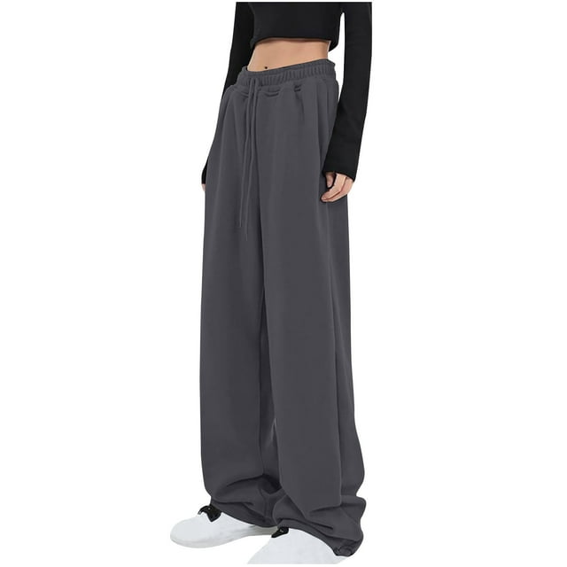 MeetoTime Womens Wide Leg Sweatpants Baggy Comfy Lounge Joggers Workout Sweatpants with Pockets