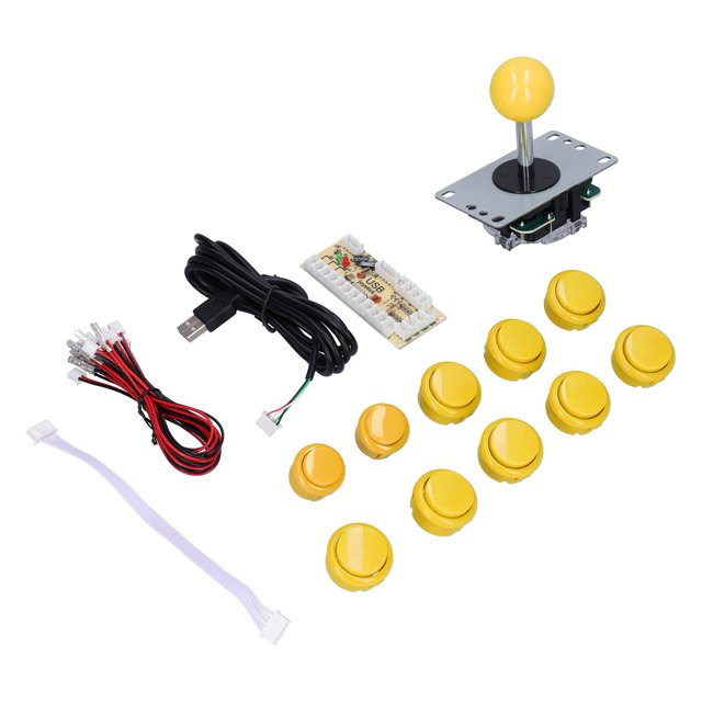 Joystick DIY Kit, Delay Easy To Install Game DIY Kit Parts Wide Application for MAME for Fight Stick for PC Game Green,Blue,Red,White,Yellow,Black,Mixed Color