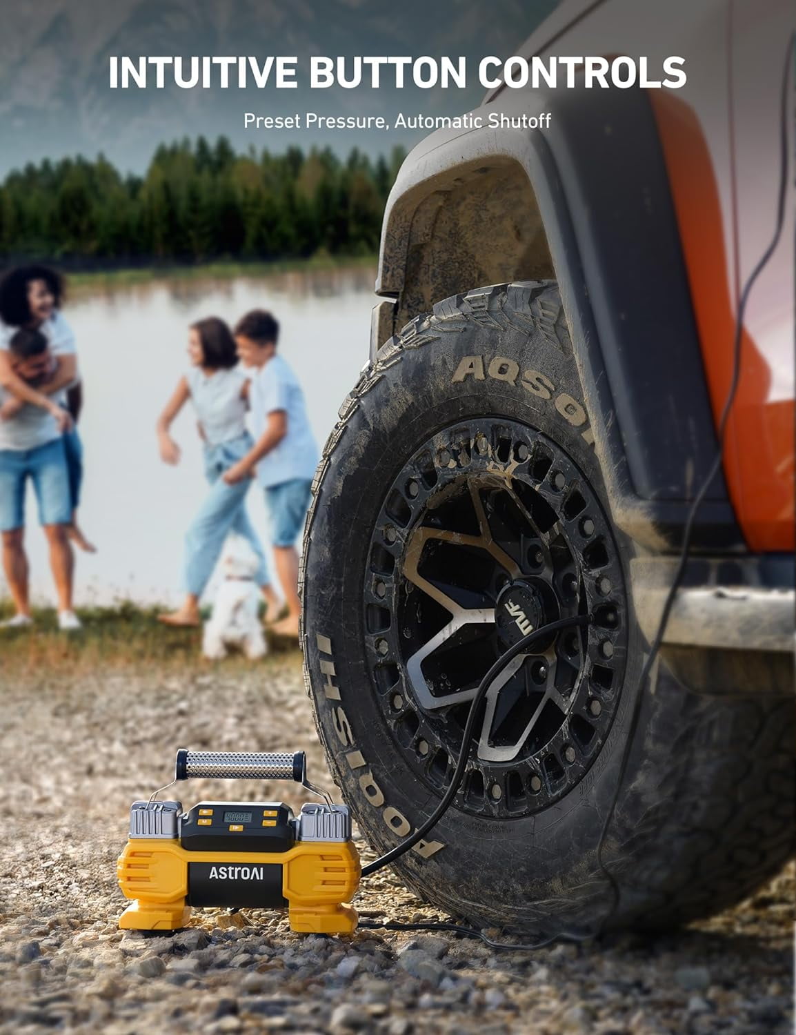 AstroAI Tire Inflator Air Compressor for Tires, 160 PSI Heavy Duty Tire Air Pump Automotive Pump for Trucks, Cars, with Dual Cylinders, Dual Motors, Dual Power