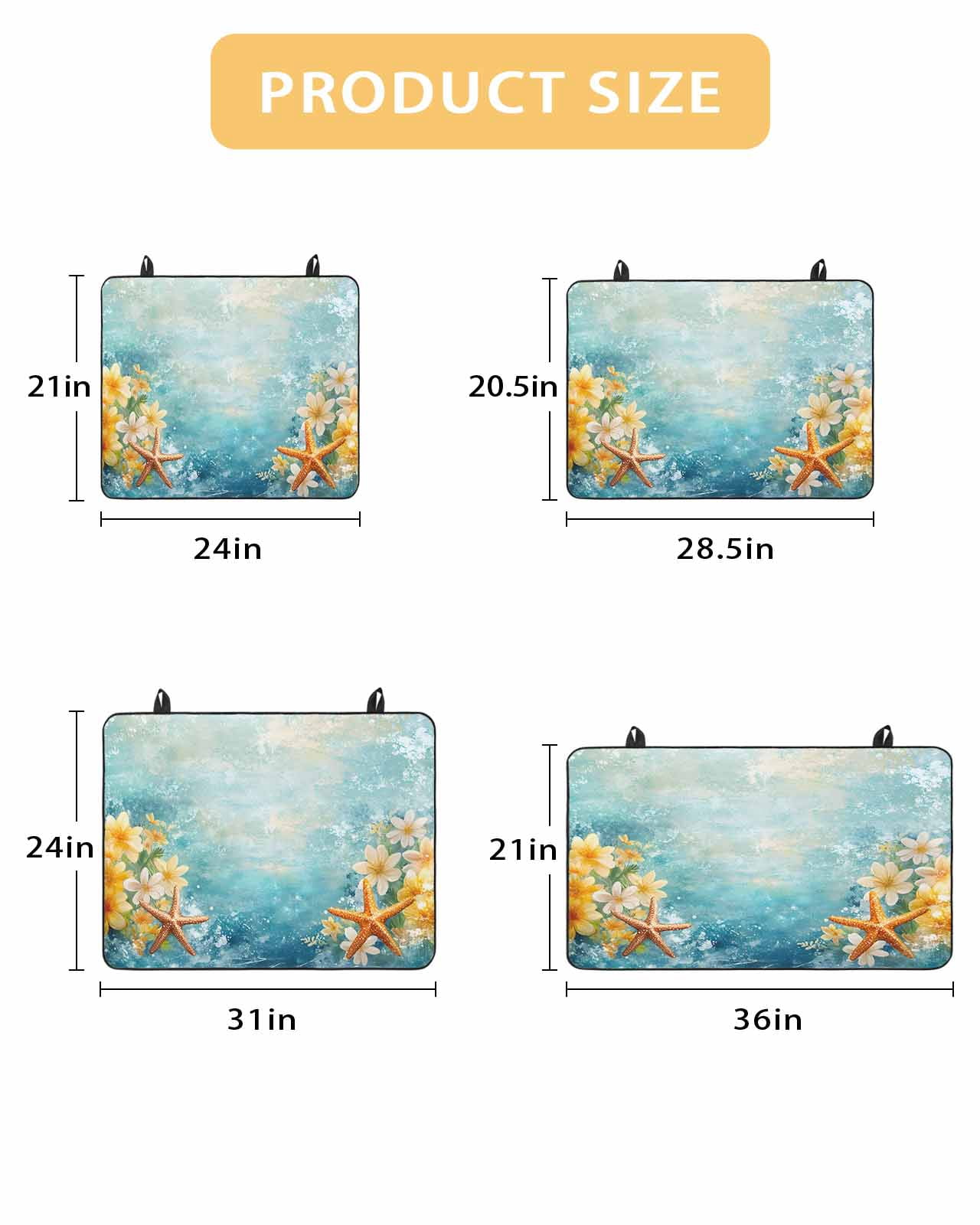 nqOlkjepod Large Induction Cooktop Protector Mat 24"x21", Summer Coastal Stove Top Covers for Electric Stove, Blue Ocean Starfish Botanical Flowers Stove Burner Cover Mats, Glass Top Stove Cover