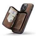 thumbnail image 4 of ELEHOLD Luxury Wallet Case for iPhone 14 Pro Max PU Leather Purse Case with Detachable Card Slots Zipper Pocket Kickstand Function Shockproof Case 6.7 inch -Brown, 4 of 9