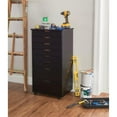 thumbnail image 2 of Maklaine Transitional Eight Drawer Rolling Storage Cart in Black Wood, 2 of 15