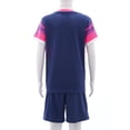 thumbnail image 3 of Haitryli Kids Boys Girls 2 Piece Basketball Football Jersey Athletic T-Shirts Tops with Sweat Shorts Navy Blue 3XS, 3 of 7