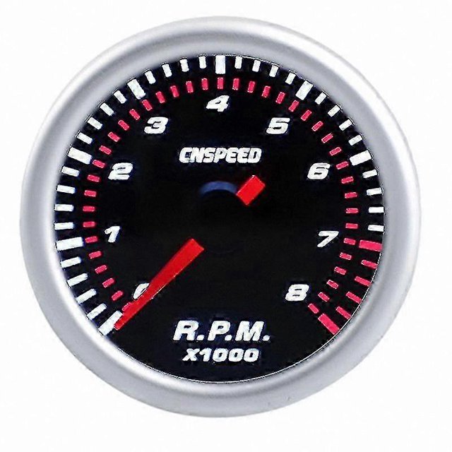 Universal 2" 52mm White LED Car Tachometer Gauge, 0-8000 RPM, 12V Auto Motor Meter with Backlight Display