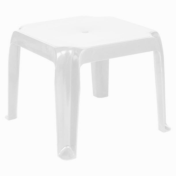 Compamia Sunray Square Resin Patio Side Table In White Com - White Outdoor Patio Side Tables