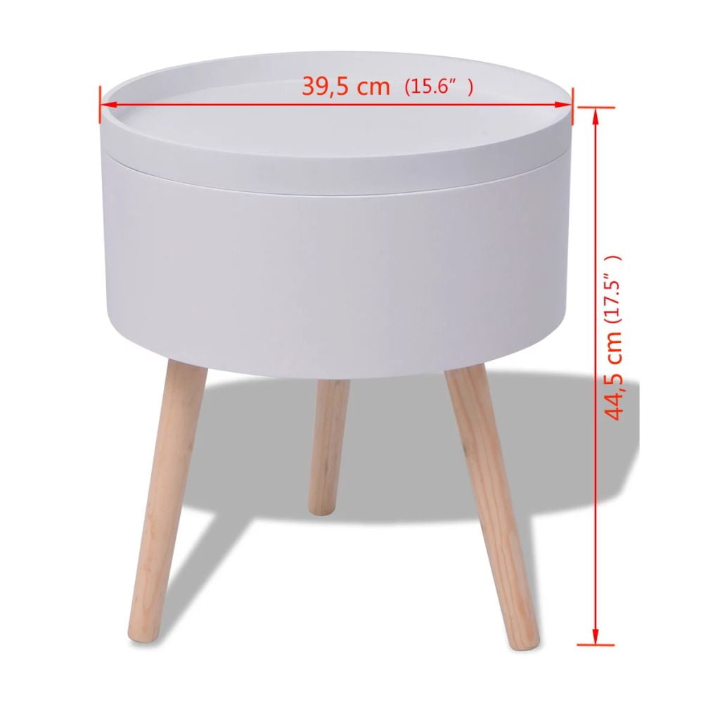 Kepooman 15.6" Modern Round End Sofa Storage Tables with Serving for Bedroom, White