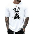 thumbnail image 1 of mens casual graphic t shirt 100 cotton relaxed fit short sleeve tee with rabbit skull print lightweight 170gsm breathable fabric machine washable for casual attire apparel edgy machine washable cloth, 1 of 6