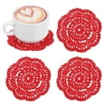 thumbnail image 1 of Juego de 4 Posavasos de Ganchillo Hechos a Mano, Manteles Individuales Redondos de Algodón de 4 Pulgadas/10cm, Manteles de Encaje Vintage [Rojo Brillante], 1 of 1