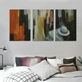 thumbnail image 3 of ONETECH 3D Print simulation hand painted texture on canvas painting Horizontal or Vertical Wall Art Modern Abstract Orange Yellow Black White Blue Hand Made Framed Matted 12''x16''X3 Panels, 3 of 4