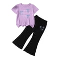 thumbnail image 2 of Cethrio Girls Summer Outfit Sets Short Sleeve, Short Sleeve 2 Piece School Kids' Clothing Sets Purple Size 2-3 T, 2 of 4