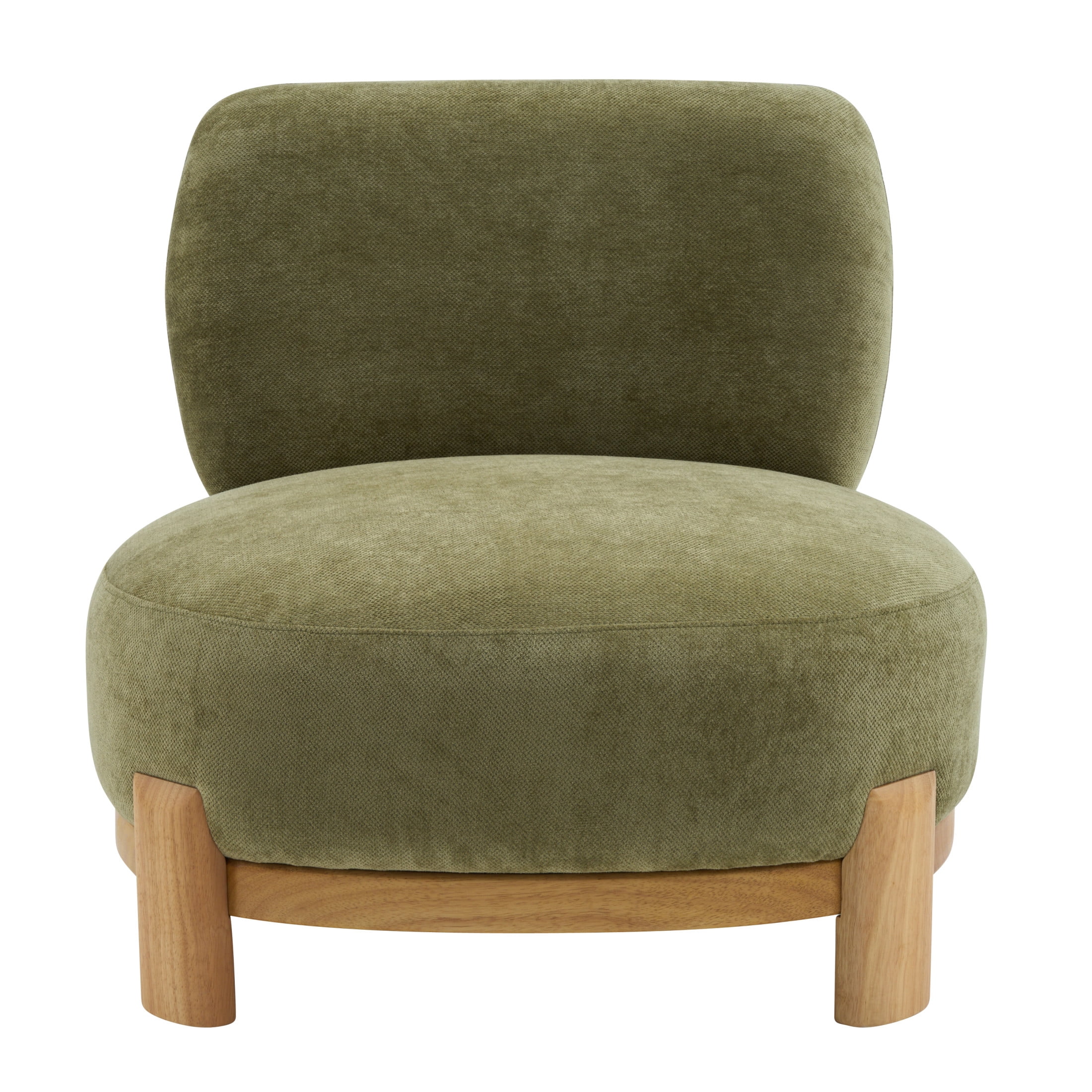 Christopher Knight Home Modern Upholstered Armless Accent Chair with Wood Legs, Wide Seat, Green