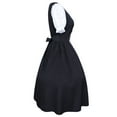 thumbnail image 4 of Fall Wedding Guest Dress Women's Medieval Renaissance Women's Drawstring High Waisted Slim Bow Contrasting Performance Outfit Short Sleeved Dress S-276 Black 4XL, 4 of 9