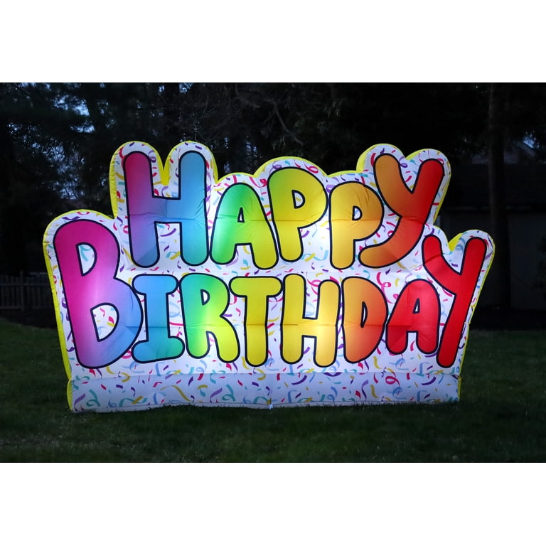 Rasta Imposta Happy Birthday Inflatable Lawn Sign - 9x5 Feet With LED Lights, Indoor/Outdoor Decor