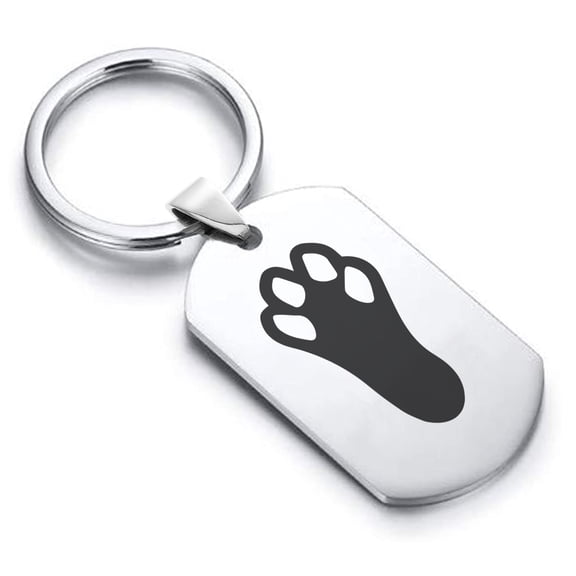 Stainless Steel Rabbit’s Foot Good Luck Charm Dog Tag Keychain Circle Ring