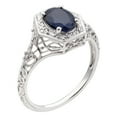 thumbnail image 2 of 10k White Gold Vintage Style Genuine Oval Sapphire Filigree Ring, 2 of 5