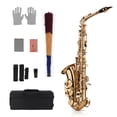 thumbnail image 2 of Eb Alto Saxophone Sax Brass Lacquered Gold 802 Key Type Woodwind Instrument with Padded Carry Case Gloves Cleaning Cloth Brush Sax Straps Reeds, 2 of 5
