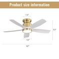 thumbnail image 2 of 42-Inch Ceiling Fan with Light and Remote Control, Reversible Quiet DC Motor, 3-Color 22W LED Light, 5 ABS Blades, Indoor/Outdoor, Gold, 2 of 8