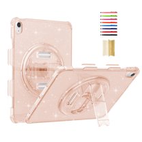 Case for iPad 10th Gen 2022 / iPad (A16) 11th Gen 2025, Sparkle Glitter Drop Protection with Pencil Holder & 360° Rotatable Kickstand & Hand Strap & Tempered Glass Screen Protector, Glitter Gold