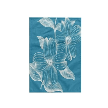 3dRose, Teal and White Dogwood Flowers, 15x22 Hand Towel