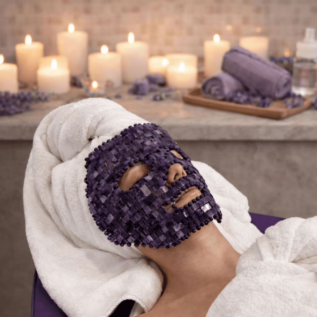 Amethyst Crystal Face Mask – Cooling Stone Facial Mask for Puffiness, Relaxation & Skin Glow – Natural Crystal Skincare Tool for Lymphatic Support & Stress Relief – This Hippie Girl