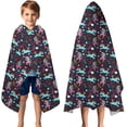 thumbnail image 3 of Dark Colorful Unicorn Pattern Hooded Bath Towel，50"x30" for Ages 3 To 12 Kids, Quick Dry Lightweight Soft Microfiber Hood Beach Towel Cover Up for Kids, 3 of 7