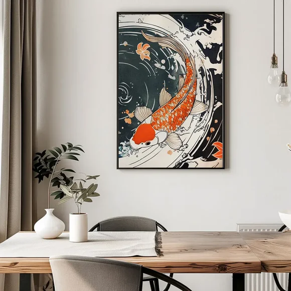 Koi Fish Yin Yang Feng Shui Canvas Print - Wall Art Poster for Bedroom Study Studio Living Room Home Decor50 x 70 cm, unframed,08
