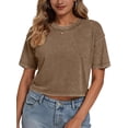 thumbnail image 2 of Sundazz Cropped T shirts for Women Oversized Vintage Cotton Tee Short Sleeve Summer Tops Casual Shirts, 2 of 8
