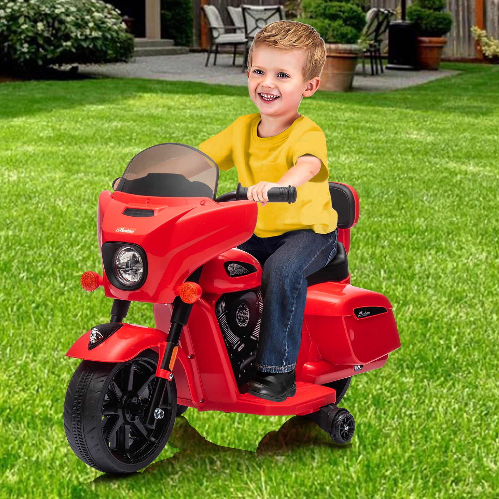 M optimized Ride on Motorcycle for Kids, 6V Electric Dirt Bike, Battery Power Motorcycle with Music and Headlight for Boys Girls 3-8 Years