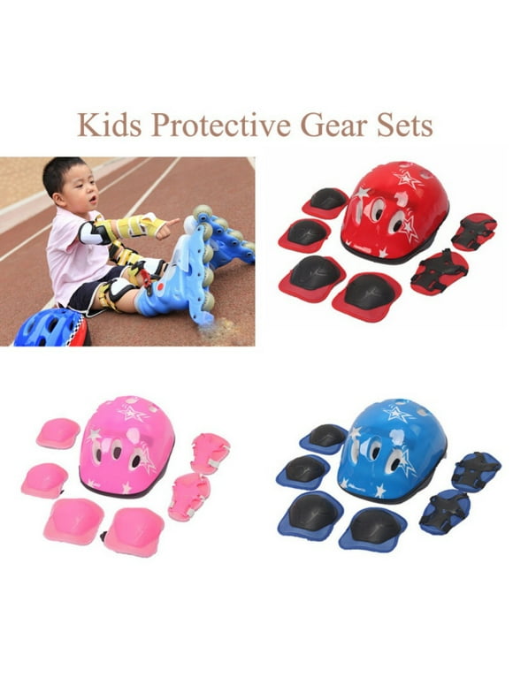 Kids Protective Gear, Knee Pads and Elbow Pads 7 in 1 Set with Wrist Guard and Adjustable Strap for Rollerblading Skateboard Cycling Skating Bike Scooter