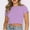 Purple, variant on LoyisViDion Women Tops Women Crop Cute Trendy Basic Tight Rounk Neck Crop Blouse Short Sleeve Crop Tops Flash Picks White 10(XL)