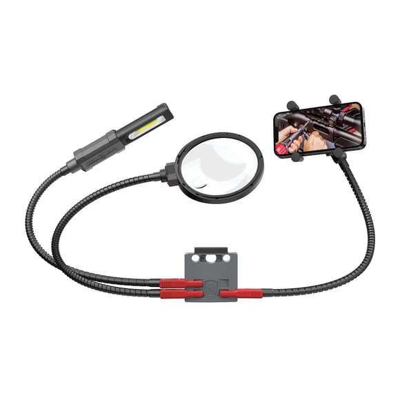 Real Avid Système d'Accessoires d'Assistance Intelligente / Inclut Lumière de Travail 180 Lumens, Loupe de 5 Pouces et Support de Cellulaire
