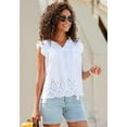 thumbnail image 2 of LASCANA Women's Ruffled Eyelet Blouse Shirt Eyelet Detail, 2 of 5
